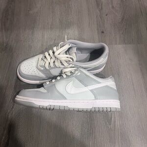 Nike Light Gray and White Low-Top Sneakers